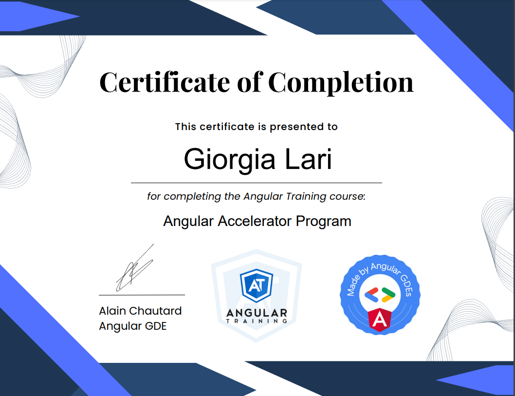 Angular Accelerator Program Certificate