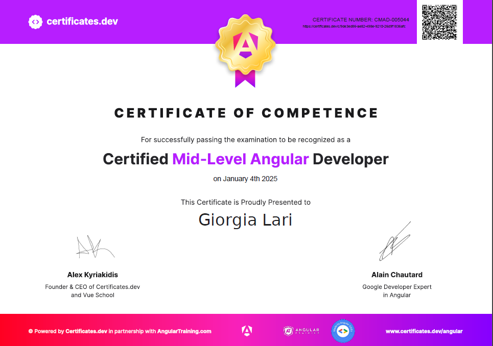 Angular Developer Certification